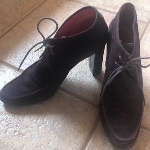 Purple suede booties
